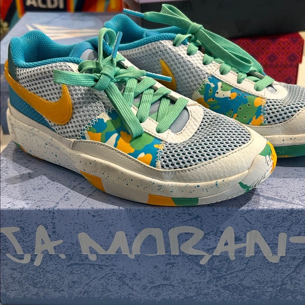 Nike Ja 1 'Water Battle' Blue‎ Orange Sneakers Size 4.5Y DX2294-100 w/Box